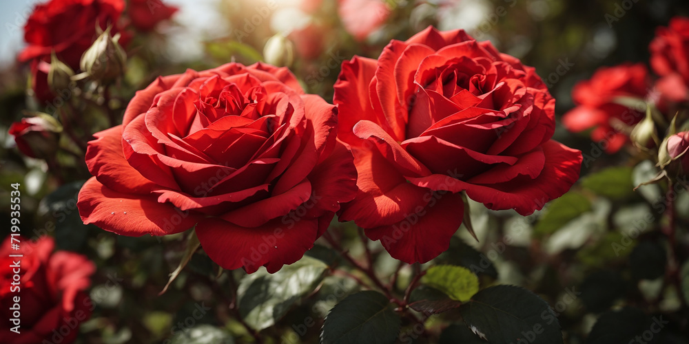 Obraz premium red rose in garden Valentine's Day Rose Background 