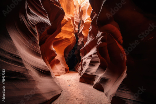 Colorful Slot Canyon in National Park extreme closeup. Generative AI