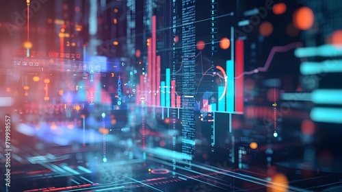 Futuristic Data Analytics Interface.Advanced Cyber Data Analytics Dashboard with Abstract Visualization