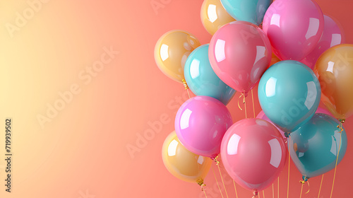Set of colorful balloons with empty space for text. generative ai