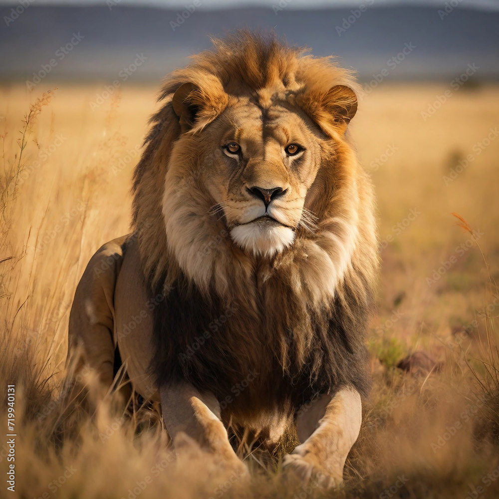 Obraz premium South African lion as the King of Savannah Ai generated