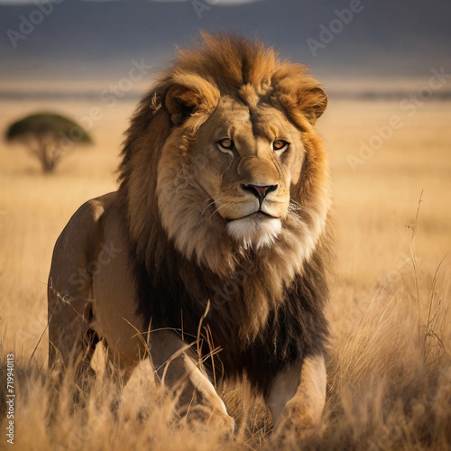South African lion as the King of Savannah Ai generated
