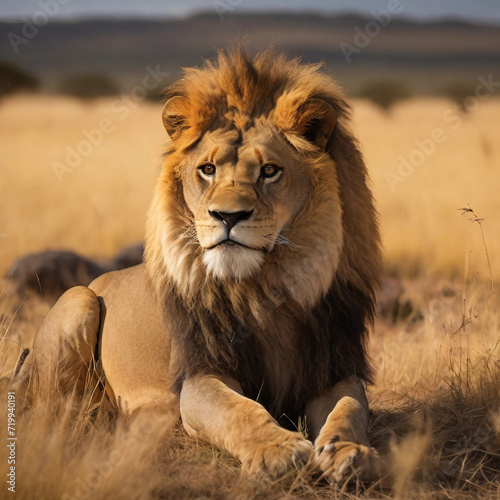 South African lion as the King of Savannah Ai generated