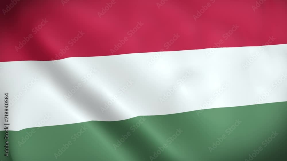 Hungary Flag. Waving Fabric Satin Texture Flag of Hungary 3D illustration. Real Texture Flag of the Hungary 4K Video
