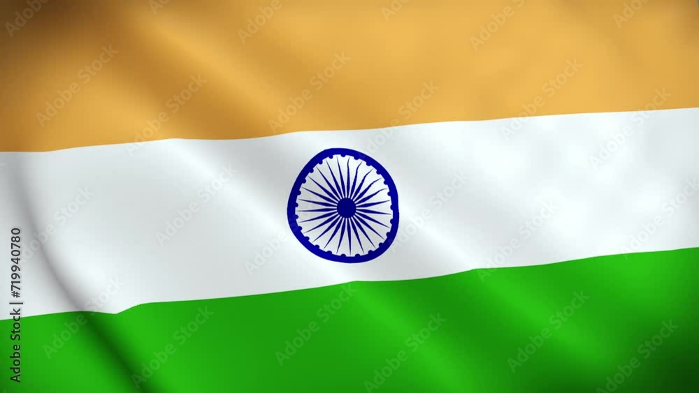 Seamless loop animation of the India flag. 4K India flag flying high at Connaught Place with pride in blue sky, India flag fluttering, Indian Flag on Independence Day and Republic Day of India waving

