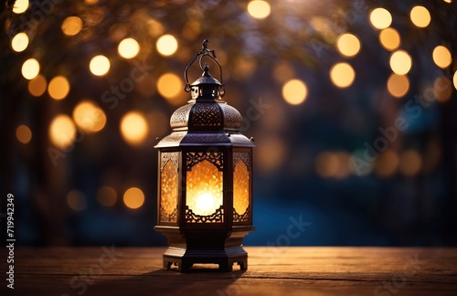 Arabic lantern of ramadan celebration background illustration, creating beautfiul scene