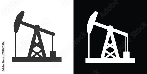 oil pump machine icon on black and white