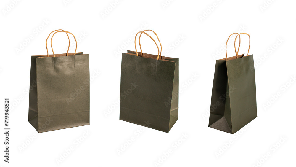 Green paper shopping bag on transparent background. Green paper shopping bag on transparent background.