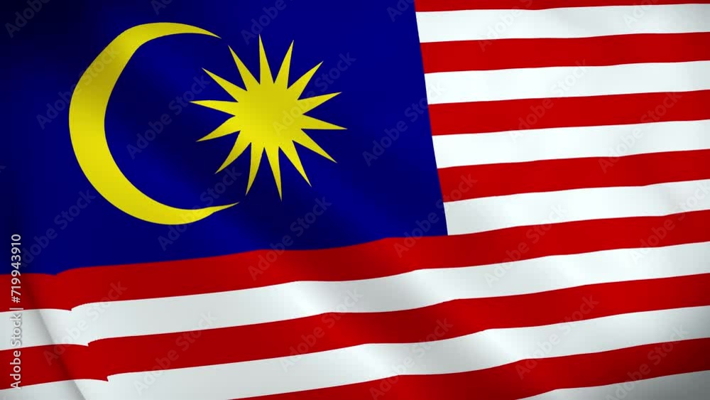 Flag of Malaysia, National flag of Malaysia, Waving flag of Malaysia, 4k render seamless animation. Flag of Malaysia, National flag of Malaysia, Waving flag of Malaysia, 4k render seamless animation.