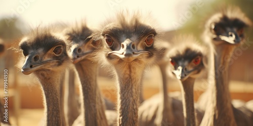 A group of ostriches standing next to each other. Ideal for nature and wildlife-themed designs © Fotograf