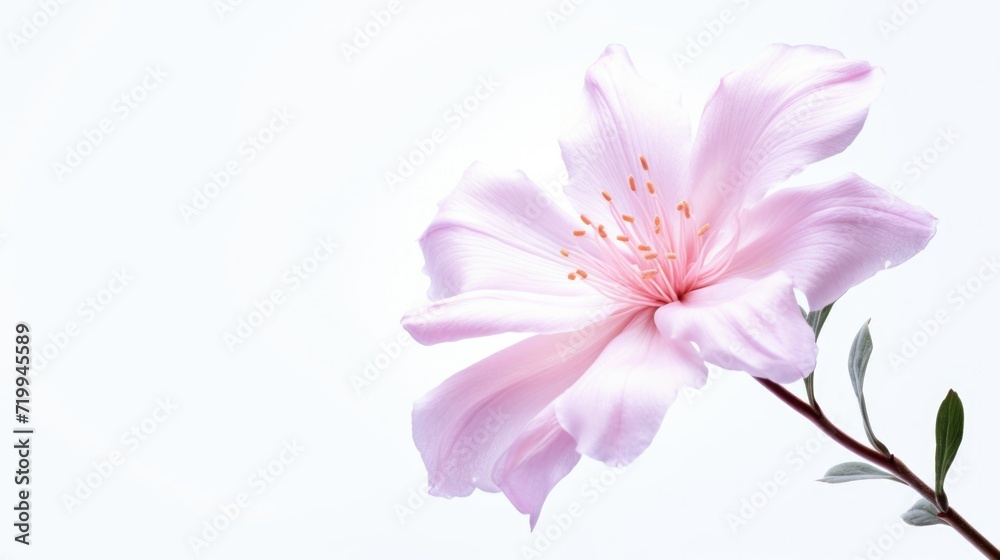 A beautiful pink flower with vibrant green leaves. Perfect for adding a touch of nature to any project or design A beautiful pink flower with vibrant green leaves. Perfect for adding a touch of nature to any project or design