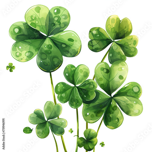 Four-leaf green clover for good luck on St. Patrick's Day, st. patrick's day abstract, Four-leaf green clover for good luck on St. Patrick's Day, bright green background, ai generative