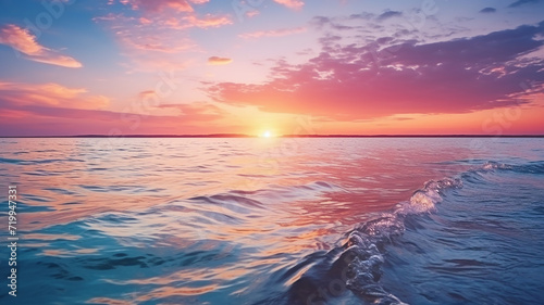Beautiful sunset over the sea. The concept of summer vacation. photo