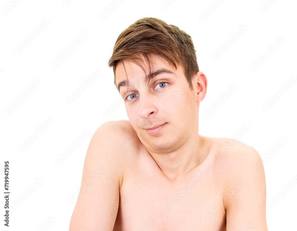 Naklejka premium Doubtful Undressed Young Man