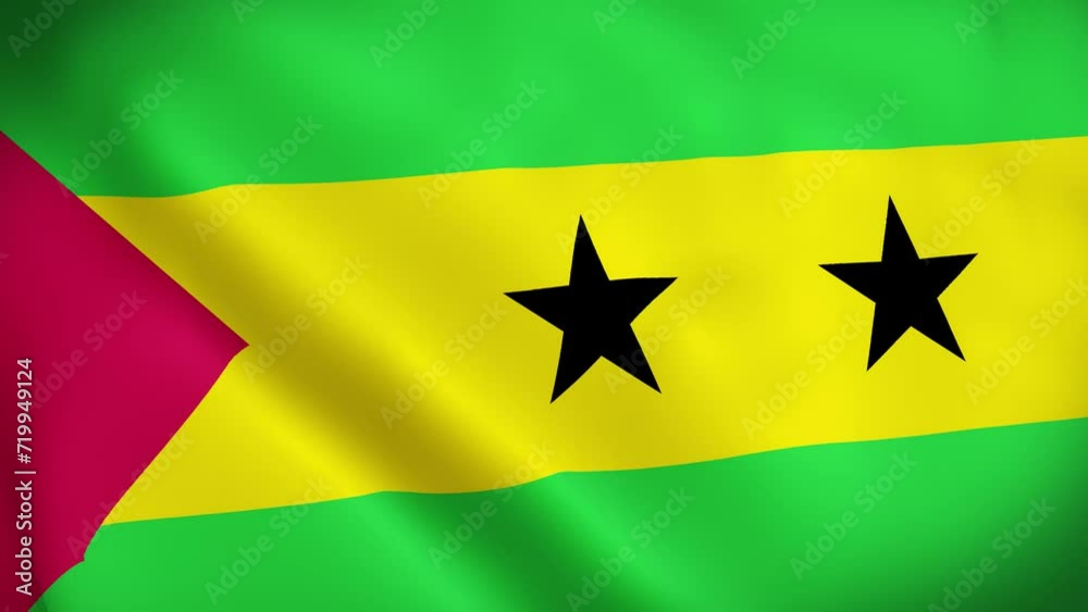 Sao Tome and Principe Flag. National 3d Sao Tome and Principe flag waving. Flag of Sao Tome and Principe footage video waving in wind. Flag of Sao Tome and Principe 4K Animation Sao Tome and Principe Flag. National 3d Sao Tome and Principe flag waving. Flag of Sao Tome and Principe footage video waving in wind. Flag of Sao Tome and Principe 4K Animation
