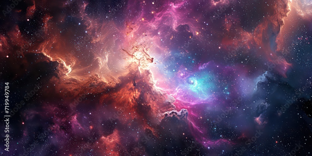 Fototapeta premium Gaze center of deeply into the heart of the cosmos, where a breathtaking kaleidoscope of interstellar beauty unfolds.