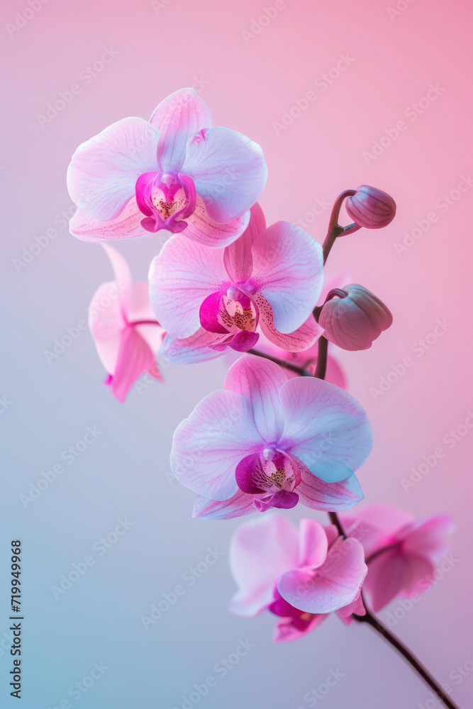 Obraz premium Pink Orchid flower soft elegant vertical background, card template
