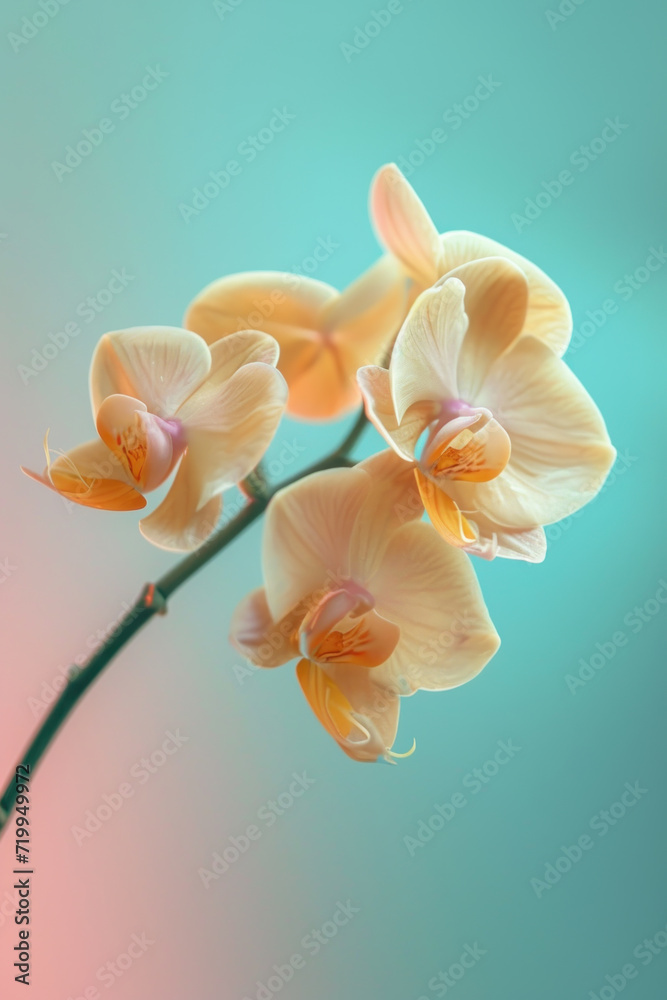 Yellow Orchid flower soft elegant vertical background, card template Yellow Orchid flower soft elegant vertical background, card template