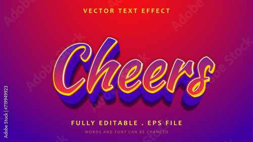 Gradient Colorful Cheers Editable Text Effect Design Template