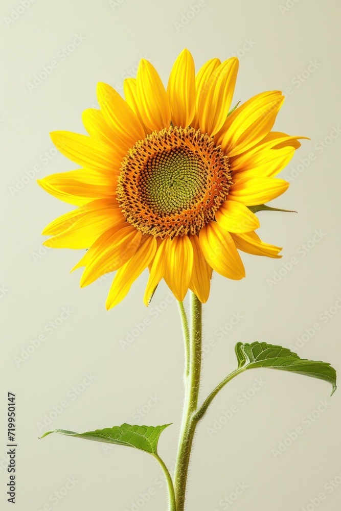 Fototapeta premium Yellow sunflower flower as vertical Greeting card template composition