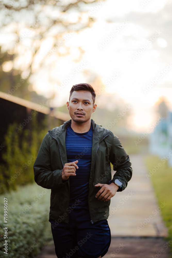 man running in the morning Exercise and health care man running in the morning Exercise and health care