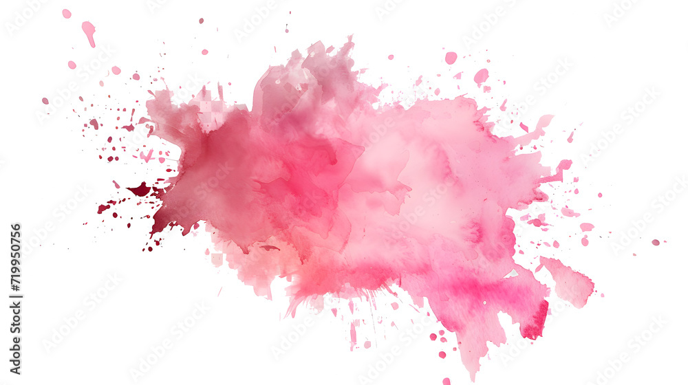 pink watercolor stain on transparent background