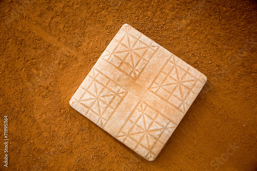 red clay baseball field and various views of the baseball home plate
