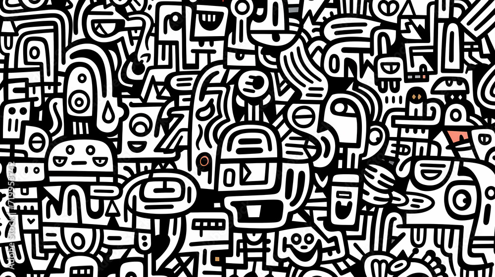 Abstract seamless doodle background, artistic backdrop