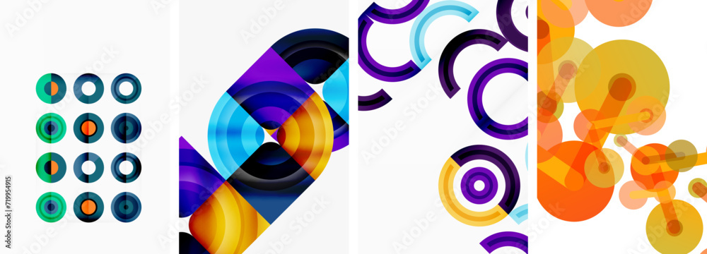 Circles and rings geometric backgrounds. Posters for wallpaper, business card, cover, poster, banner, brochure, header, website Circles and rings geometric backgrounds. Posters for wallpaper, business card, cover, poster, banner, brochure, header, website