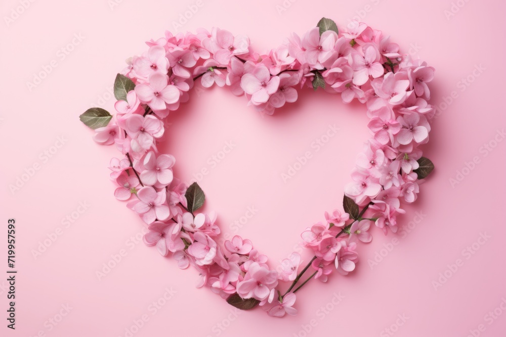 Valentines Day Floral Wreath on Pastel Background
