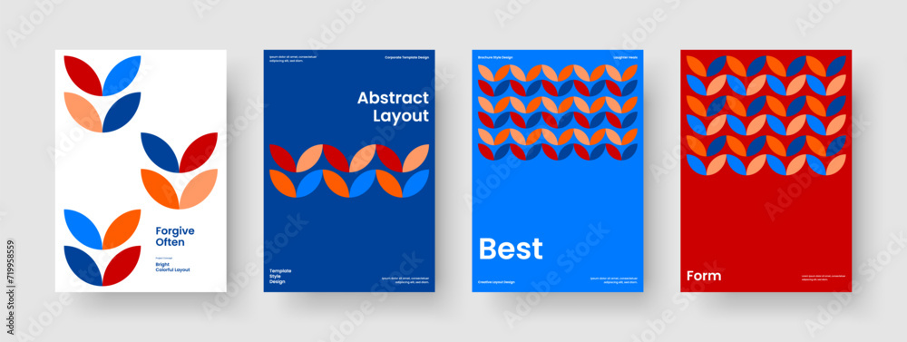 Geometric Report Design. Isolated Brochure Layout. Abstract Flyer Template. Background. Banner. Business Presentation. Book Cover. Poster. Brand Identity. Newsletter. Advertising. Pamphlet. Magazine