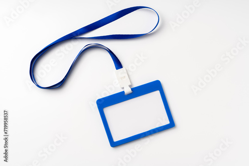 Blank bagde mockup isolated on white background photo