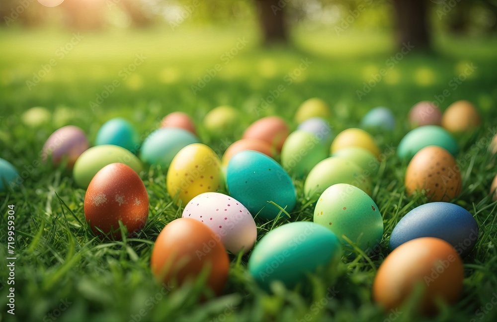 Easter eggs on a green meadow Easter eggs on a green meadow