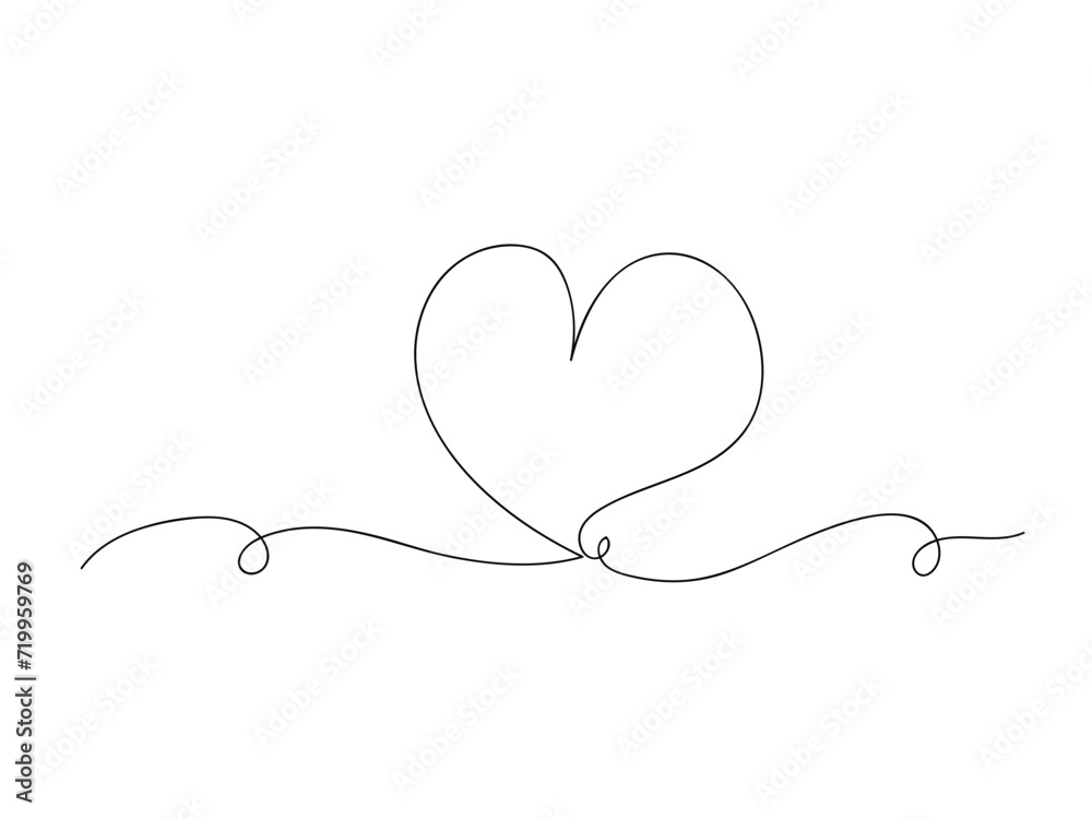 Continuous one line heart or love isolated vector illustration. Continuous one line heart or love isolated vector illustration.
