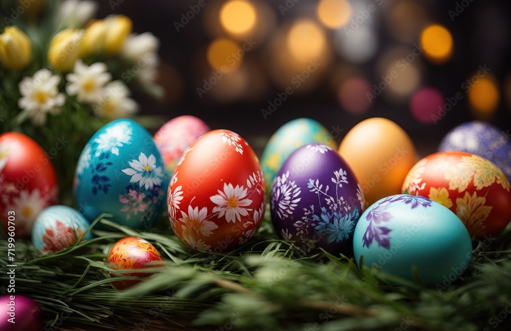 Easter Eggs in Floral Pattern, Easter Celebration Easter Eggs in Floral Pattern, Easter Celebration
