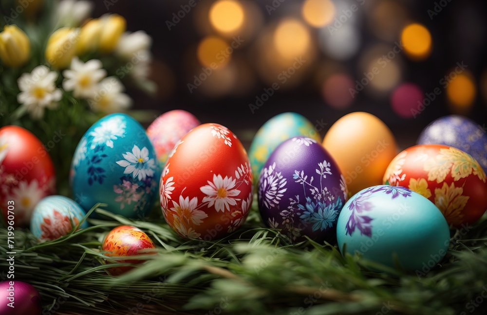 Easter Eggs in Floral Pattern, Easter Celebration