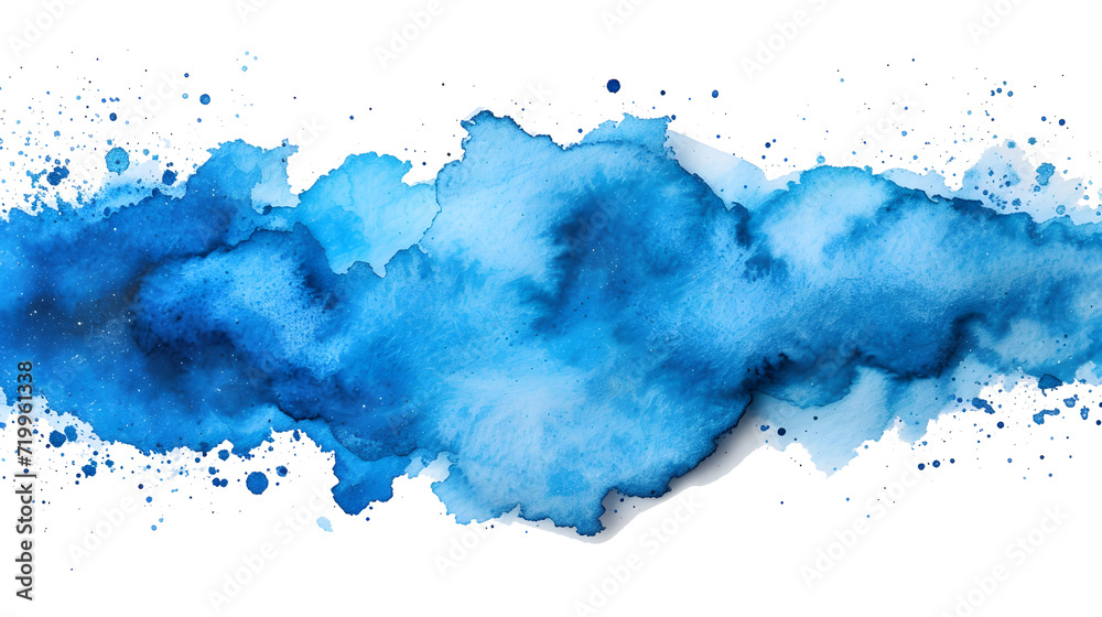 blue watercolor stain on transparent background - obrazy, fototapety, plakaty 