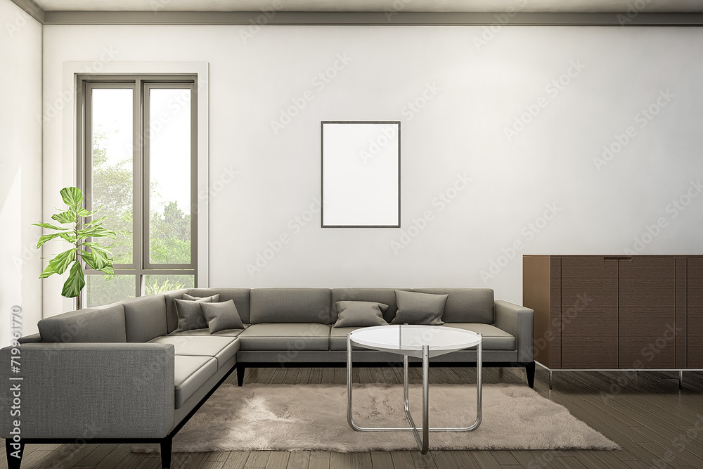 Fototapeta premium Modern living room with blank photo frame