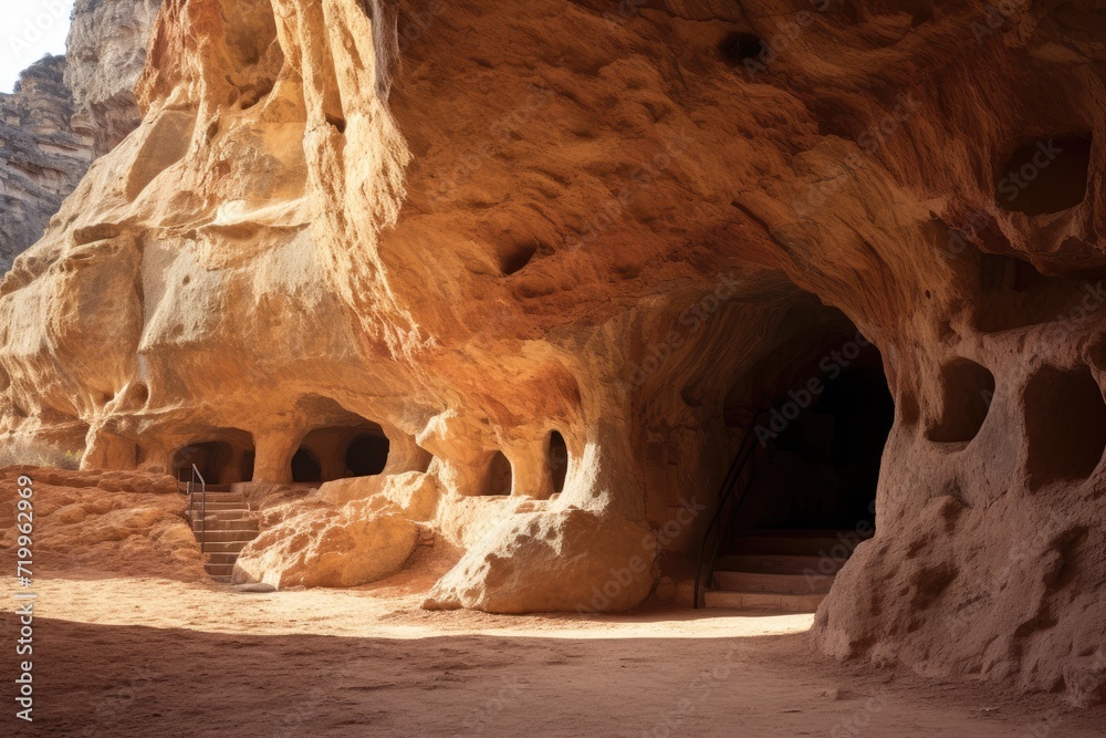 Cave Entrance: Showcase the entrances to these historical sites.
