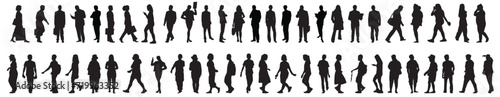 silhouettes of group of people walking and syanding. © Unknown Artist