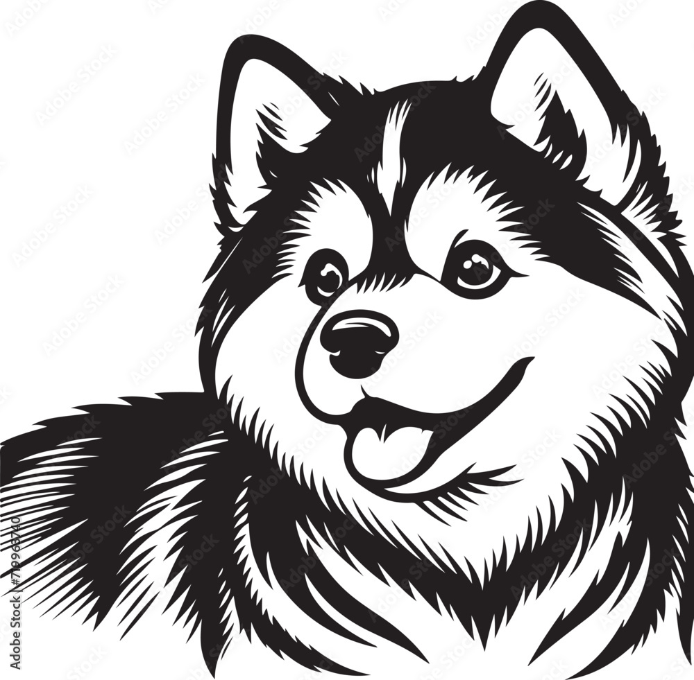 cute siberian husky as line art illustration, cartoon outline white background cute siberian husky as line art illustration, cartoon outline white background