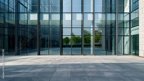 Modern office building exterior made of glass  steel and cement