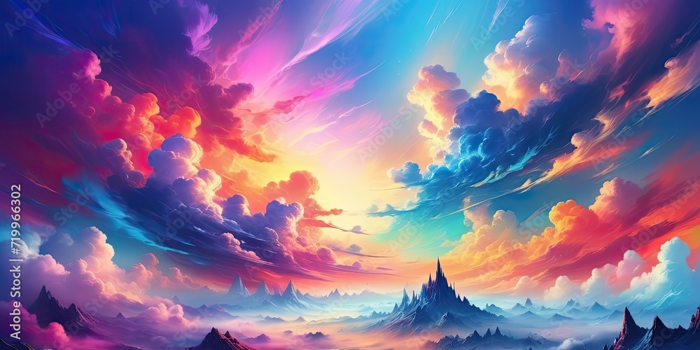 Colorful clouds in fantasy. Fairytale. Artistic background