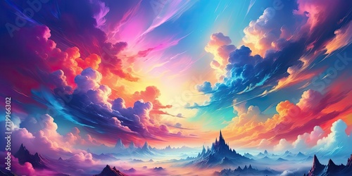 Colorful clouds in fantasy. Fairytale. Artistic background