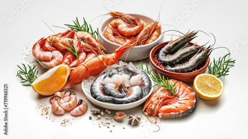 Group of Different Shrimp Types and Species