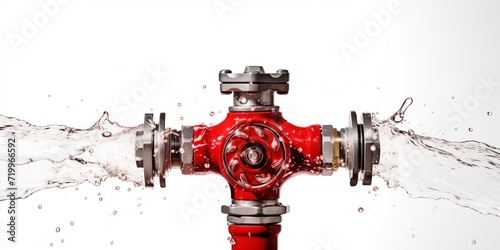 red Fire water valve pipe with in white background photo