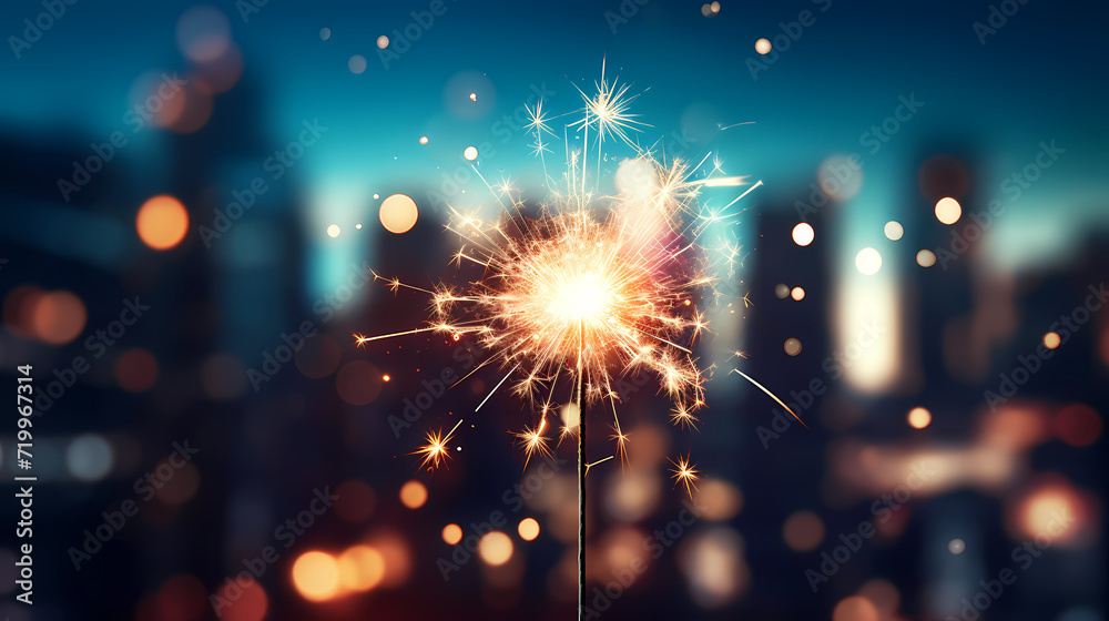 Obraz premium Beautiful fireworks background at night for holiday decoration