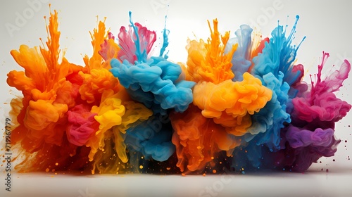 A breathtaking explosion of colorful confetti against a pure white backdrop