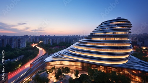 Wangjing soho skyscrapers at sunset, beijing cityscape with modern architecture and urban skyline, china travel photography