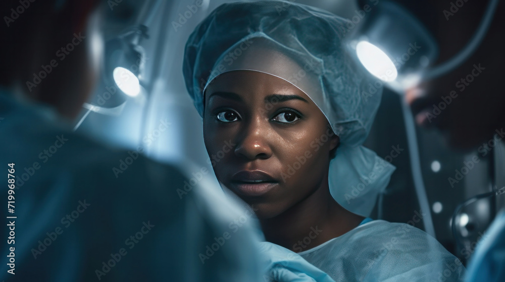 Close up of Black woman performing a surgery at a hospital.